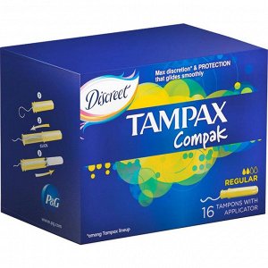 TAMPAX Compak Тампоны женские гигиенические с аппликатором Regular Duo 16шт