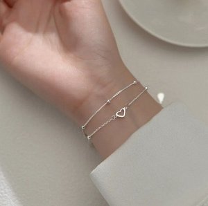 Двухслойный женский браслет под серебро &quot;Love&quot;