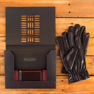 Подарочный набор: перчатки кож.зам и кошелек "Любимому мужу"