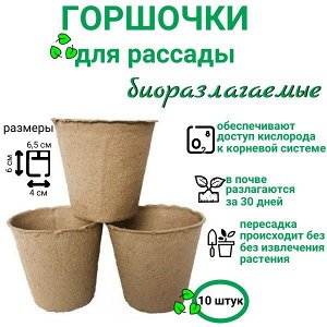 Биоразлагаемые горшочки для рассады 6*6 см/упаковка 10 шт