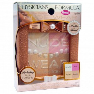 Physicians Formula, Inc., Nude Wear, палетка Touch of Glow, светлая, 0.24 унции (7 г)