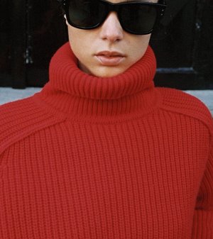 Свитер zara china с воротником-стойкой, красный | 3519/130