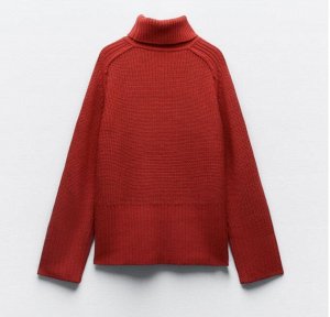 Свитер zara china с воротником-стойкой, красный | 3519/130