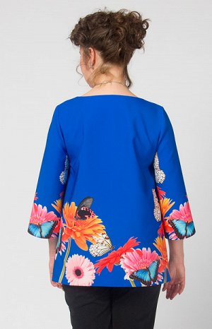 2897 блуза Великолепная блуза силуэта трапеция! Яркий дизайн. Горловина с V-образным вырезом. Великолепное дополнение к однотонным брюкам, джинсам.