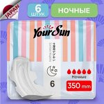 YourSan YourSun Гигиенические прокладки (с крылышками) ночные, 35 см 6 шт