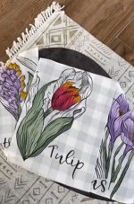 Полотенце кухонное рогожка 45*60 см Первоцветы цветовая разбивка внутри