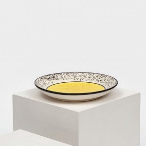 Тарелка керамическая "Персия", 19 см, плоская, жёлтая, 1 сорт, Иран