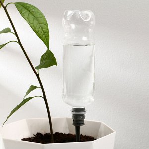 Автополив для комнатных растений под бутылку, регулируемый, серый, из пластика, высота 16 см, 4 шт.