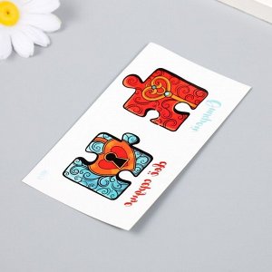 Переводные тату парные «Замок и ключ: Открой своё сердце», временные татуировки цветные, 10.5x6 см