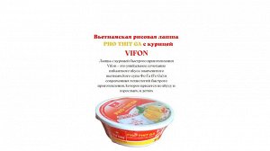 Лапша Рисовая VIFON PHO THIT GA, Фо с курицей, чашка 120 гр, (PHO THIT GA Rice noodles with chicken) Вьетнам