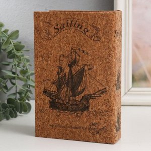 Шкатулка-книга «Корабль», дерево и искусственная кожа под пробку, 4?12?18 см