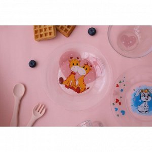 Набор детской посуды Доляна «Жирафы», 3 предмета: миска 450 мл, тарелка d=20 см, кружка 200 мл