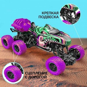 Машинка на пульте управления MONSTER, 1:16, эффект дыма, световые эффекты, работает от аккумулятора, цвет зелёный