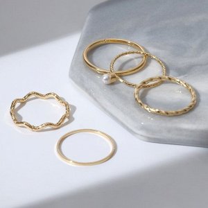 Кольцо набор 5 штук «Идеальные пальчики» искушение, цвет белый в золоте