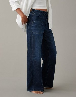 American Eagle AE Dreamy Drape Stretch Super High-Waisted Baggy Wide-Leg Jean