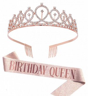 Н-р праздничный тиара и лента "Birthday Queen", цв розовый