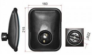 Зеркало заднего вида боковое, крепление хомут прямоугольное, 21,5x16 см, для HINO, Mitsubishi, Mercedes, MAN, DAF, SL