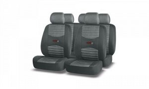 Чехлы универсальные для передних и задних сидений сетка и полиэстер двухцветный Серый, 11 предметов, AUTOPREMIER Carbon