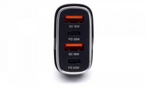 Зарядное устройство в прикуриватель 60 Вт с функциями Power Delivery и Quick Charge, Sundaree Multi Port Fast Car Charge, 2xUSB, 2xUSB Type-C