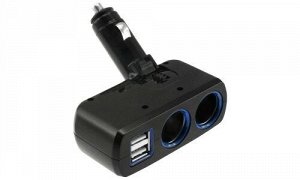 no name Разветвитель прикуривателя, 2 гнезда USB Черный с подсветкой, Olesson