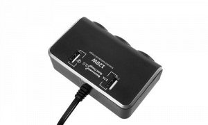 Разветвитель прикуривателя с быстрой зардядкой 3 гнезда USB, кабель 60 см Черный, 12/24В, 2xUSB (2.1А + 2.1А), 2.1А, Quick Charge 3.0, Olesson