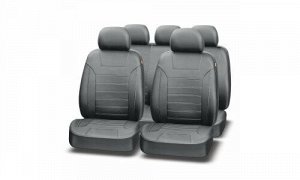 Чехлы унивыерсальные для передних и задних сидений Экокожа Серый цвет, 11 предметов, AUTOPREMIER Platinum VIP