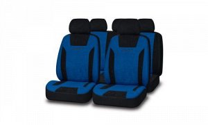 Чехлы универсальные для передних и задних сидений велюр, Черный и Синий цвет, 11 предметов, AUTOPREMIER President