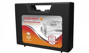 Аптечка автомобильная Дорожная Медицина состав 2021 в пластиковом футляре, соответствует требованиям ГИБДД, Виталфарм