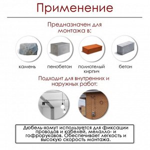 Дюбель-хомут ТУНДРА, для плоского кабеля, нейлоновый, 10 мм, белый, 100 шт.