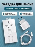 Сетевое Зарядное устройство iOS USB-C 20W Power Adapter + кабель Type-C to Lightning