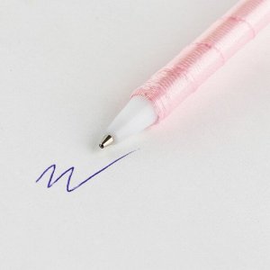 Ручка прикол, шариковая, синяя паста, 1.0 мм «8 марта: Хризантема с лентами»