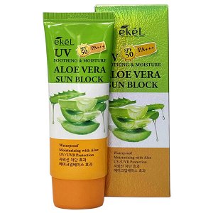 Успокаивающий солнцезащитный крем с алоэ вера Ekel Soothing & Moisture Aloe Vera Sun Block SPF 50/PA+++, 70 мл