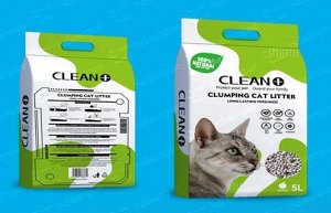 Clean+ наполнитель комкующийся д/кошач.туалетов бентонит яблоко пакет (5л) 3,5 кг 1 уп. / 6шт / CL1-