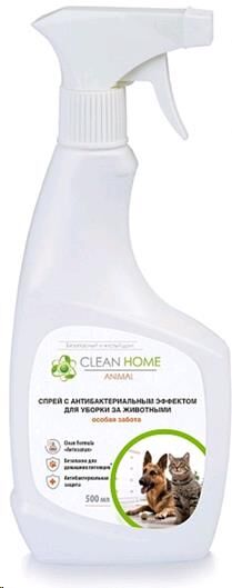 Спрей удаление запахов Clean Home антисептик д/уборки за живот-ми 5*10,5*26см 1 шт 500мл / 12шт / 505 / 205899
