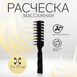 Расчёска массажная, вентилируемая, 3 x 19 см, цвет чёрный