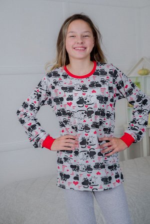 Пижама детская из джемпера и брюк из кулирки Олененок кошки