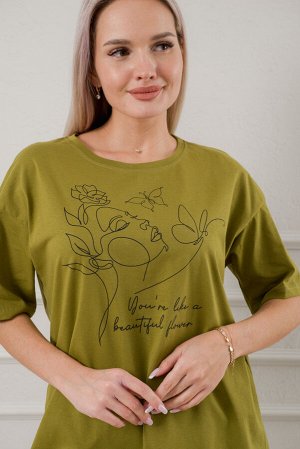 Пижама женская из кулирки Дива хаки макси
