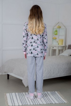 Пижама подростковая из кулирки Олененок нежно-розовый