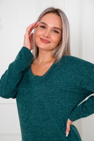 Джемпер женский из ангоры кашемир меланж Афина изумруд