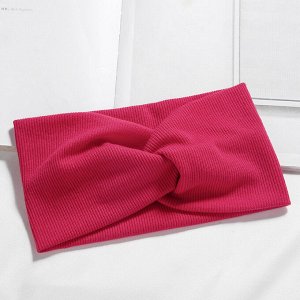 Женская повязка на голову "в рубчик", цвет розовый