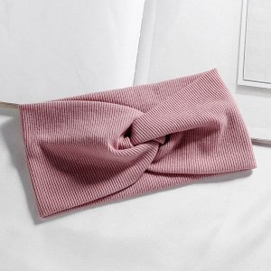Женская повязка на голову "в рубчик", цвет розовый