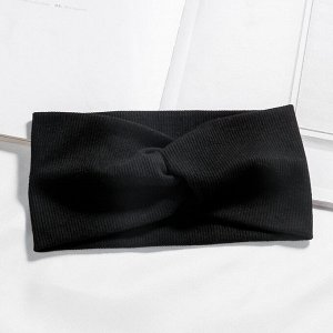 Женская повязка на голову "в рубчик", цвет черный