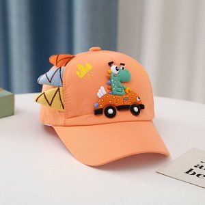 Детская кепка, декор "динозаврик", цвет оранжевый