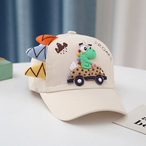 Детская кепка, декор "динозаврик", цвет бежевый