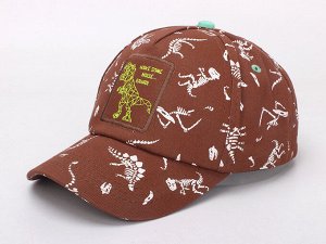 Детская кепка, принт "динозавры", цвет коричневый