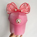 Детская кепка с бантиком, цвет розовый