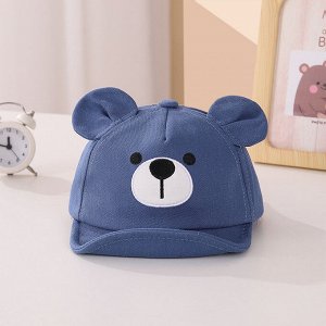 Детская кепка с ушками, принт "мишка", цвет синий