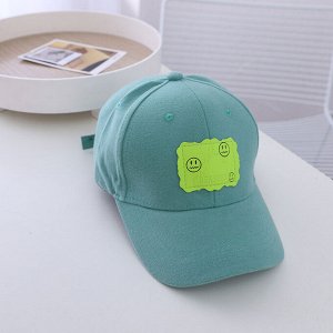 Детская кепка, принт "смайлы", цвет зеленый