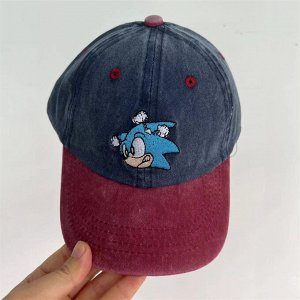 Детская кепка, вышивка "соник", цвет синий