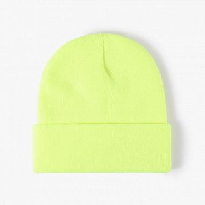 Женская шапка, цвет флуоресцентный желтый